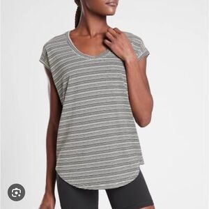 Athleta Cloudlight Stratus Tee- Sleevless Grey Striped